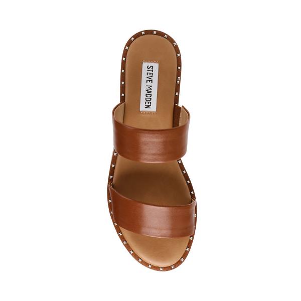 Steve Madden Ivara Cognac Leren Sandalen Dames Bruin | SM-278FU