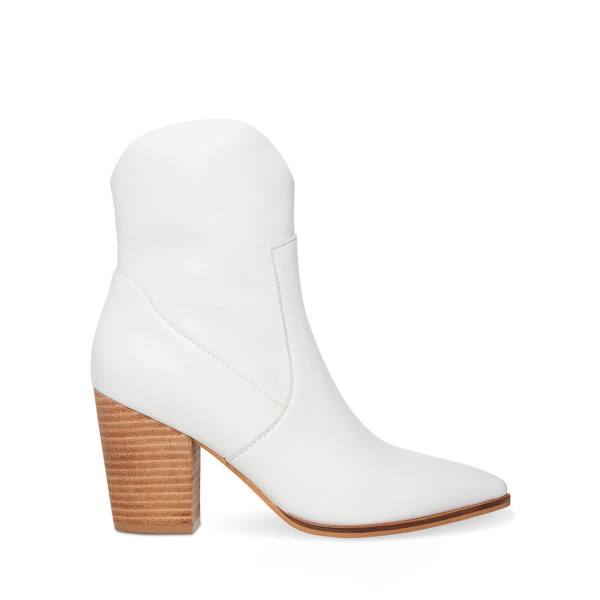 Steve Madden Janetta Leren Enkellaarsjes Dames Wit | SM-390VG