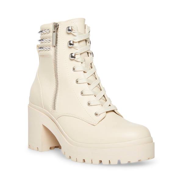 Steve Madden Jaydin Bone Leren Enkellaarsjes Dames Beige | SM-286BK