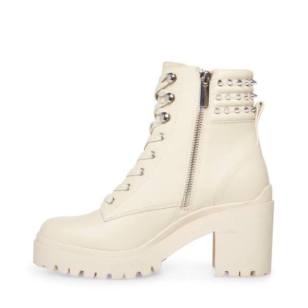 Steve Madden Jaydin Bone Leren Enkellaarsjes Dames Beige | SM-286BK