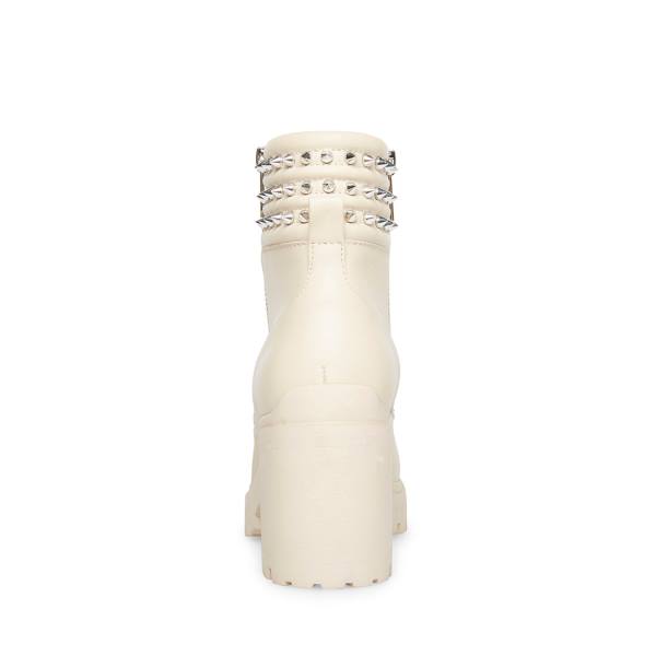 Steve Madden Jaydin Bone Leren Enkellaarsjes Dames Beige | SM-286BK