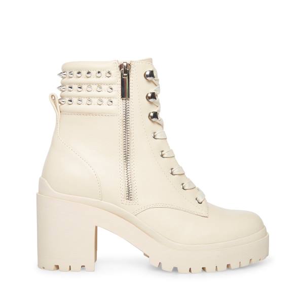 Steve Madden Jaydin Bone Leren Enkellaarsjes Dames Beige | SM-286BK