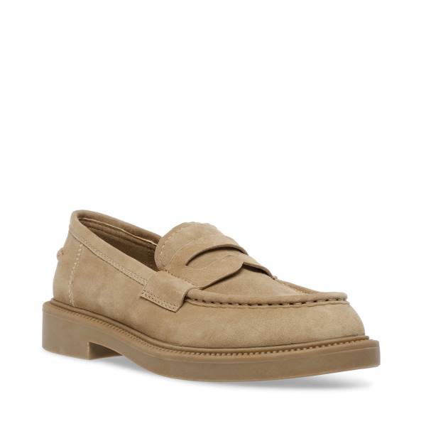 Steve Madden Kallen Sand Suede Loafers Dames Bruin | SM-254FL