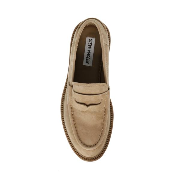 Steve Madden Kallen Sand Suede Loafers Dames Bruin | SM-254FL