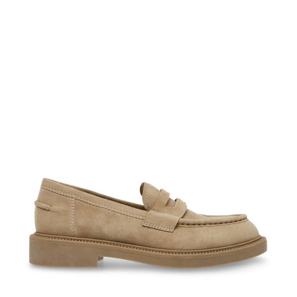 Steve Madden Kallen Sand Suede Loafers Dames Bruin | SM-254FL