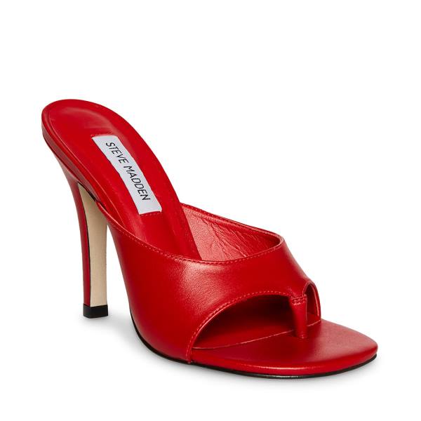 Steve Madden Karina Leren Heel Hakken Dames Rood | SM-182SH