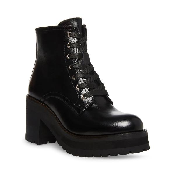 Steve Madden Kerry Leren Enkellaarsjes Dames Zwart | SM-432BW