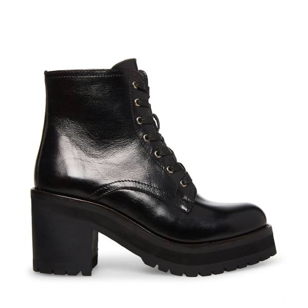 Steve Madden Kerry Leren Enkellaarsjes Dames Zwart | SM-432BW