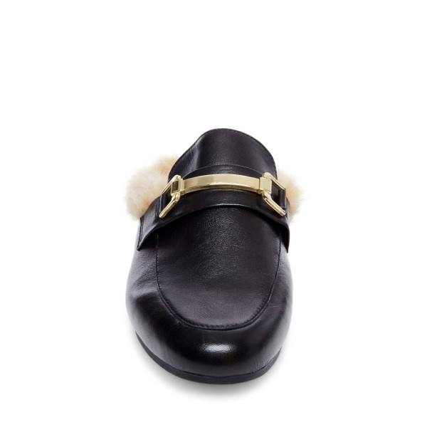 Steve Madden Khloe Leren Slippers Dames Zwart | SM-258OA