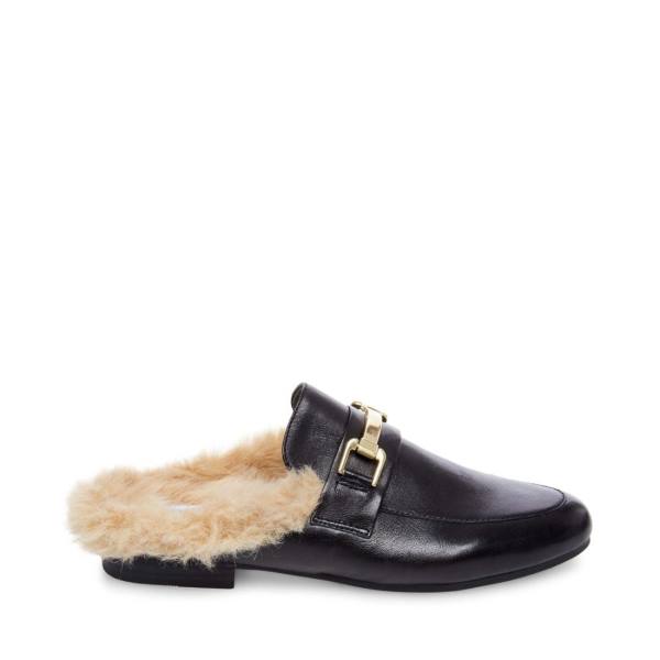 Steve Madden Khloe Leren Slippers Dames Zwart | SM-258OA