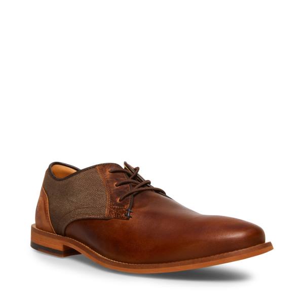 Steve Madden Lad Cognac Leren Werkschoenen Heren Bruin | SM-284FC