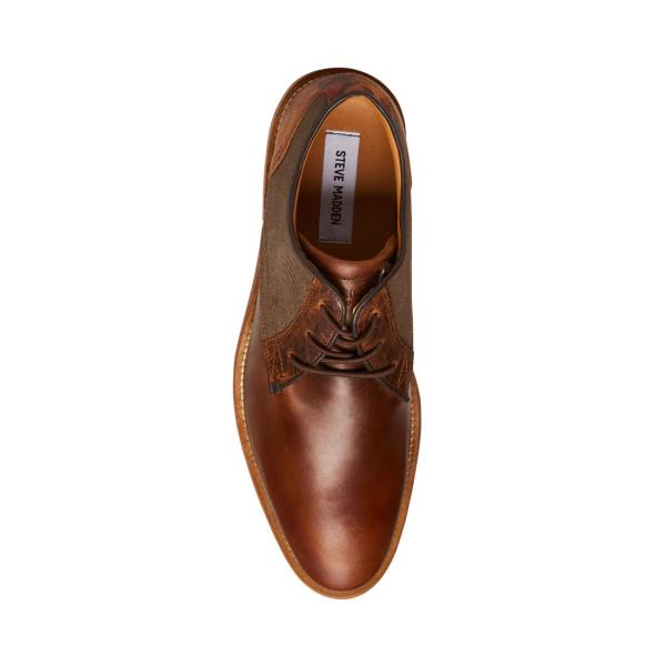 Steve Madden Lad Cognac Leren Werkschoenen Heren Bruin | SM-284FC