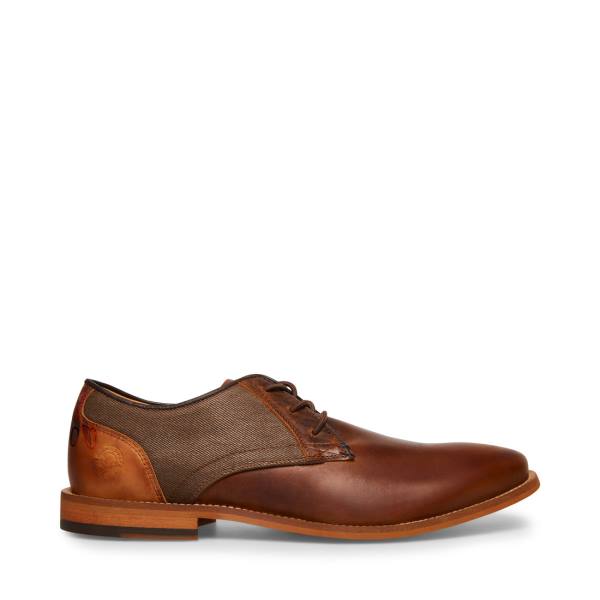 Steve Madden Lad Cognac Leren Werkschoenen Heren Bruin | SM-284FC