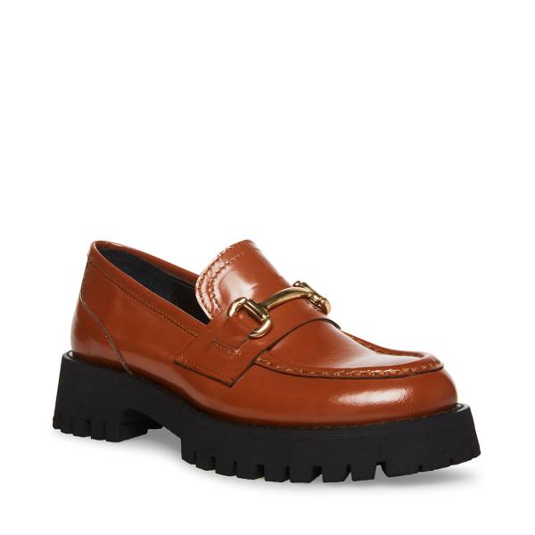 Steve Madden Lando Cognac Leren Loafers Dames Bruin | SM-274RS