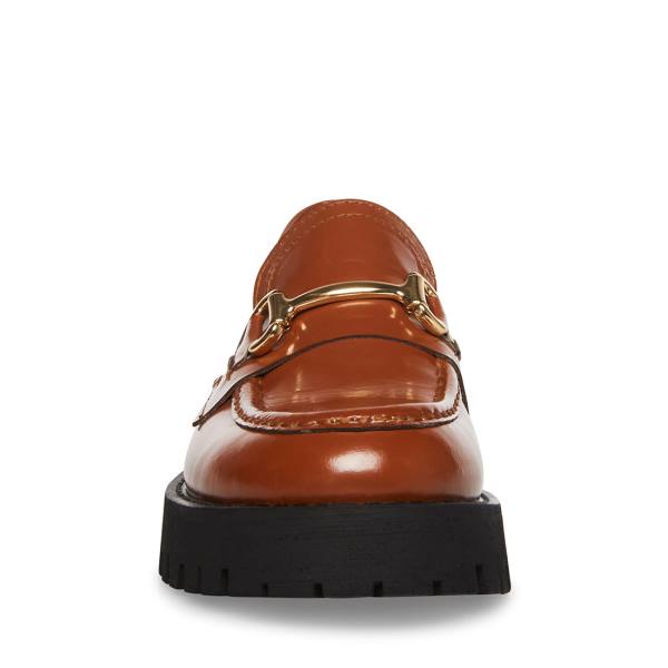 Steve Madden Lando Cognac Leren Loafers Dames Bruin | SM-274RS