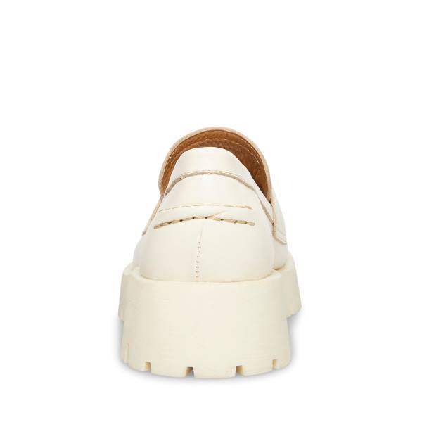 Steve Madden Lawrence Bone Leren Loafers Dames Beige | SM-483DQ