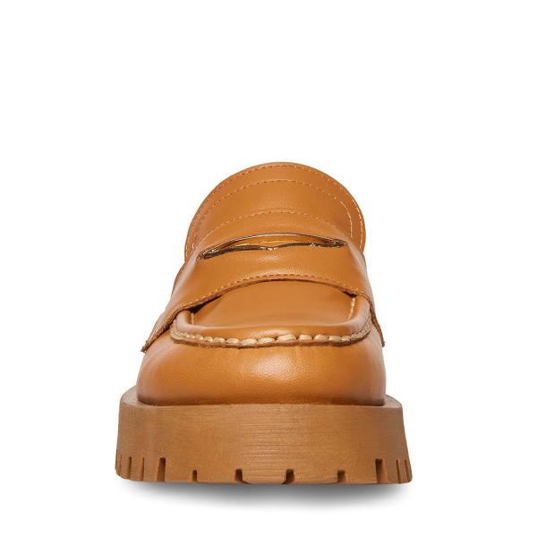 Steve Madden Lawrence Cognac Leren Loafers Dames Bruin | SM-236BX