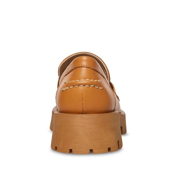 Steve Madden Lawrence Cognac Leren Loafers Dames Bruin | SM-236BX