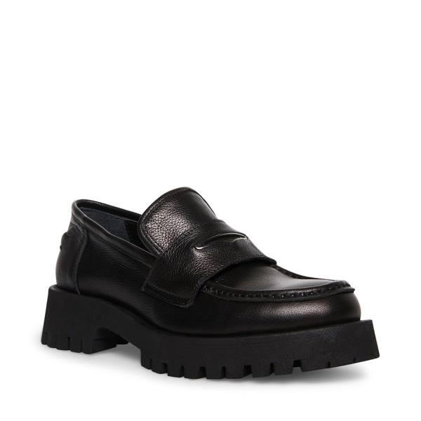 Steve Madden Lawrence Leren Loafers Dames Zwart | SM-479WL