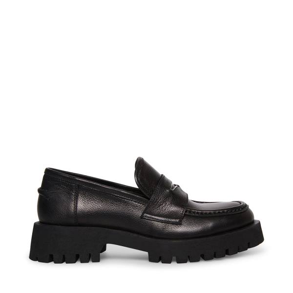 Steve Madden Lawrence Leren Loafers Dames Zwart | SM-479WL