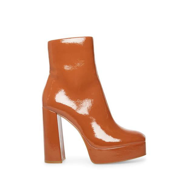 Steve Madden Luisina Cognac Lak Enkellaarsjes Dames Bruin | SM-813XL