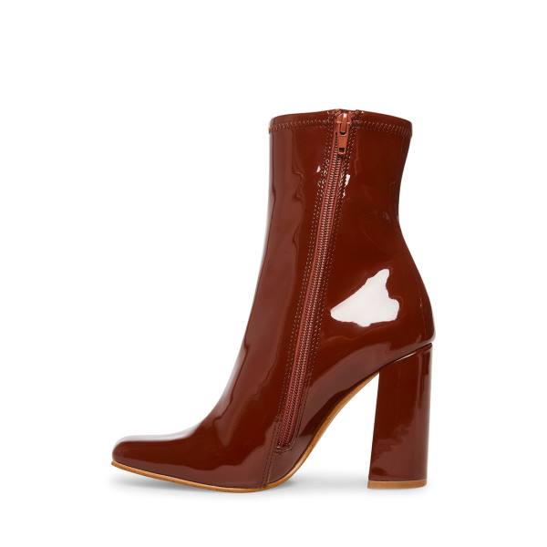 Steve Madden Lynden Cognac Enkellaarsjes Dames Donkerbruin | SM-258AU