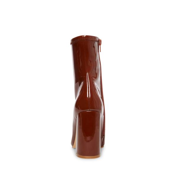 Steve Madden Lynden Cognac Enkellaarsjes Dames Donkerbruin | SM-258AU