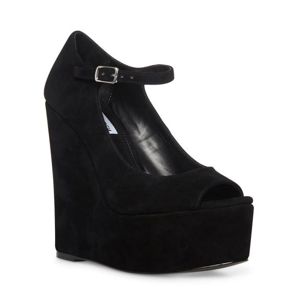 Steve Madden Macie Suede Heel Hakken Dames Zwart | SM-235HG