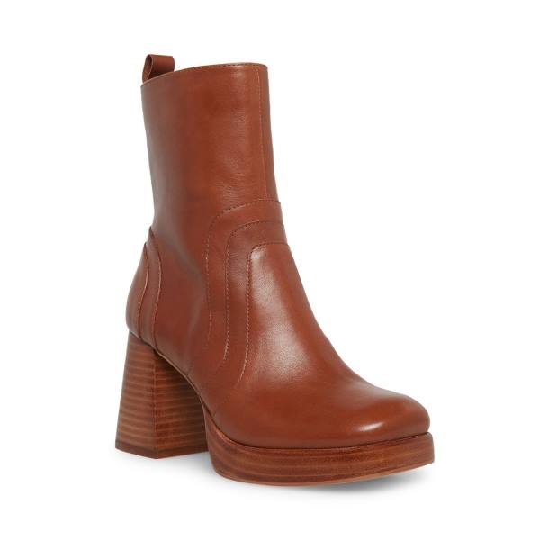 Steve Madden Maggie Leren Enkellaarsjes Dames Bruin | SM-189BK