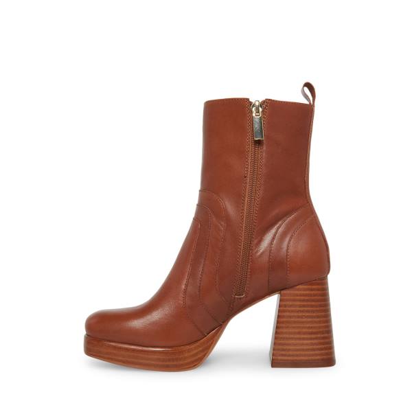 Steve Madden Maggie Leren Enkellaarsjes Dames Bruin | SM-189BK