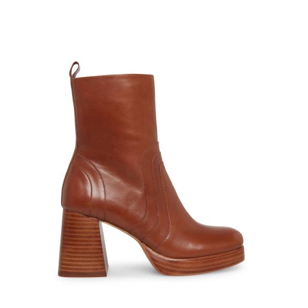 Steve Madden Maggie Leren Enkellaarsjes Dames Bruin | SM-189BK