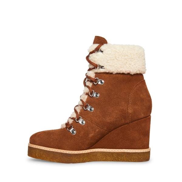 Steve Madden Marcel Cognac Suede Enkellaarsjes Dames Bruin | SM-640OL