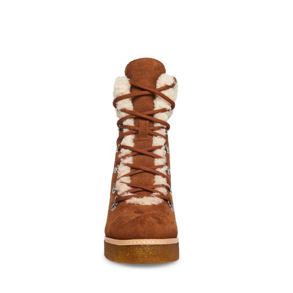 Steve Madden Marcel Cognac Suede Enkellaarsjes Dames Bruin | SM-640OL