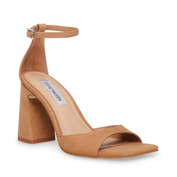 Steve Madden Margot Camel Nubuck Heel Hakken Dames Bruin | SM-653RO