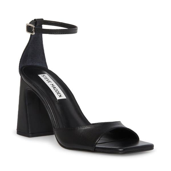 Steve Madden Margot Leren Heel Hakken Dames Zwart | SM-563VR