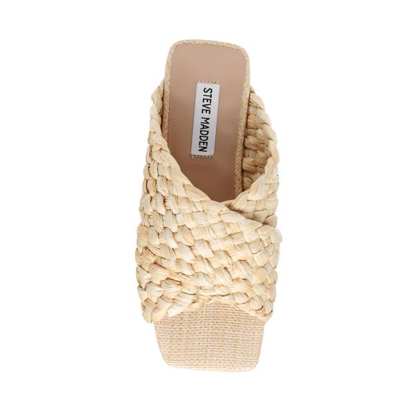 Steve Madden Marina Natural Raffia Sandalen Dames Beige | SM-572GX