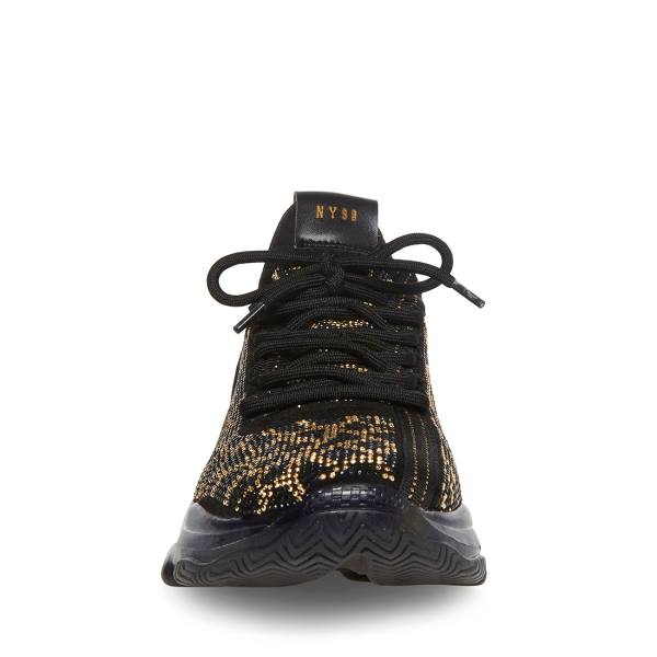 Steve Madden Maxx Sneakers Heren Zwart Goud | SM-916XW