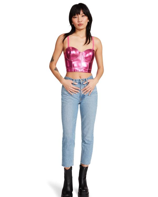 Steve Madden Metallic Bustier Topjes Dames Roze | SM-384FI