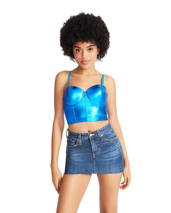 Steve Madden Metallic Bustier Topjes Dames Blauw | SM-419AO