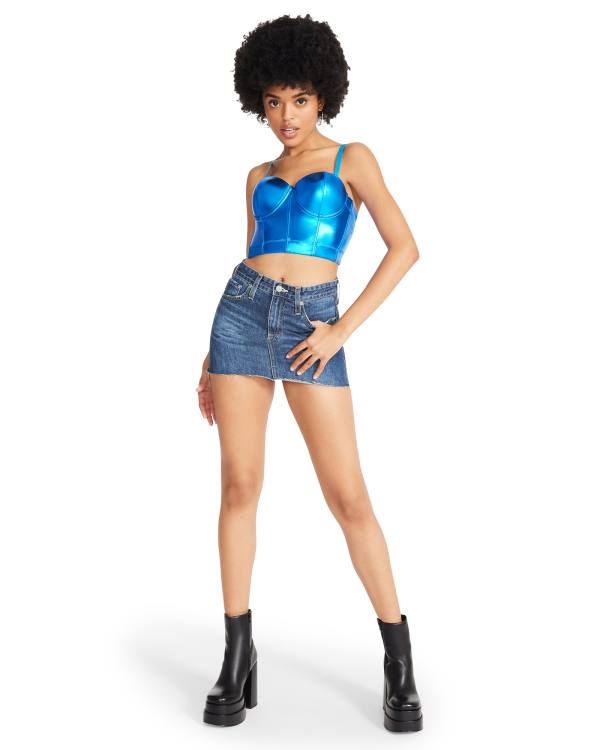 Steve Madden Metallic Bustier Topjes Dames Blauw | SM-419AO