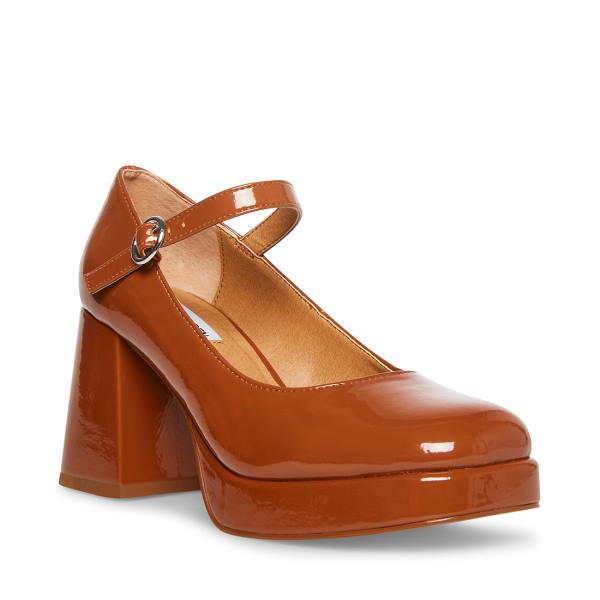 Steve Madden Mingle Cognac Lak Heel Hakken Dames Bruin | SM-389BA