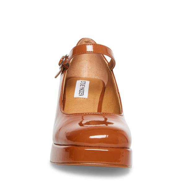 Steve Madden Mingle Cognac Lak Heel Hakken Dames Bruin | SM-389BA