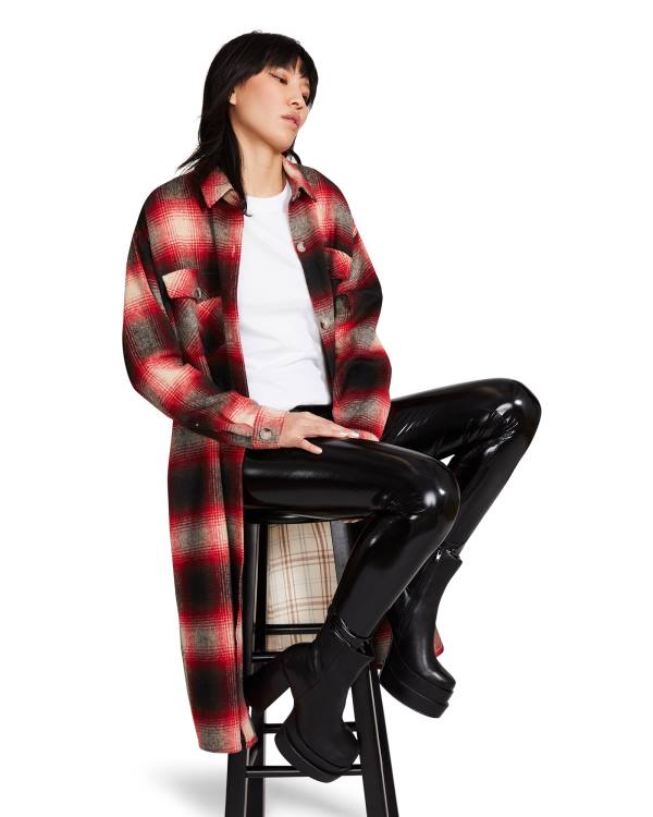 Steve Madden Mixed Plaid Duster Jassen Dames Rood | SM-016SQ