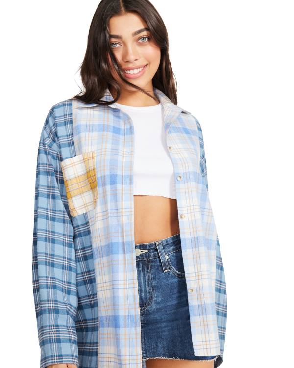 Steve Madden Multi Plaid Topjes Dames Blauw Gekleurd | SM-608JZ