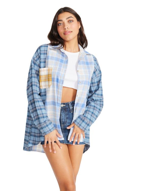 Steve Madden Multi Plaid Topjes Dames Blauw Gekleurd | SM-608JZ