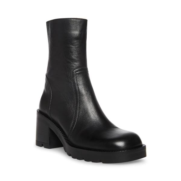 Steve Madden Naya Leren Enkellaarsjes Dames Zwart | SM-375TC