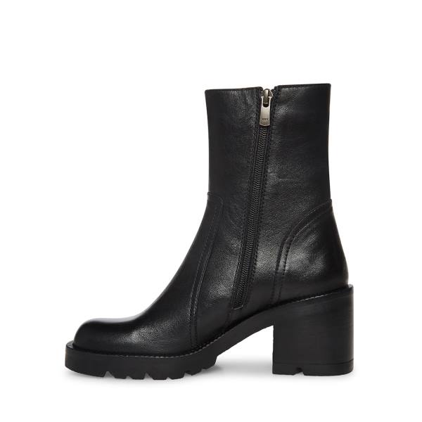 Steve Madden Naya Leren Enkellaarsjes Dames Zwart | SM-375TC