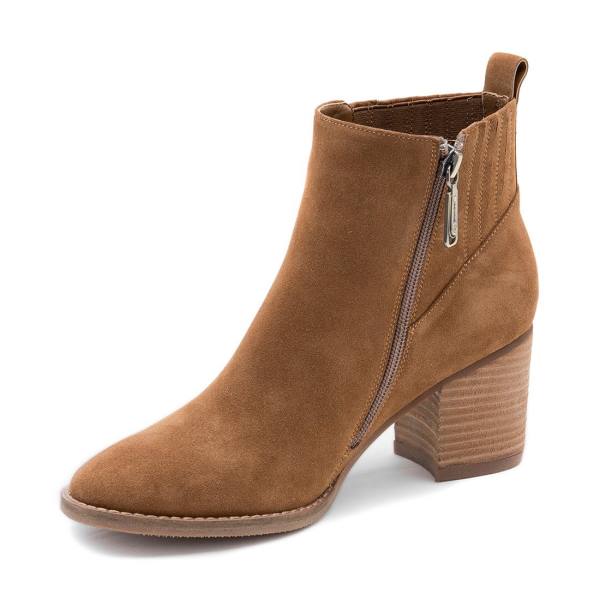 Steve Madden Noa Waterdichte Camel Suede Enkellaarsjes Dames Bruin | SM-694OC