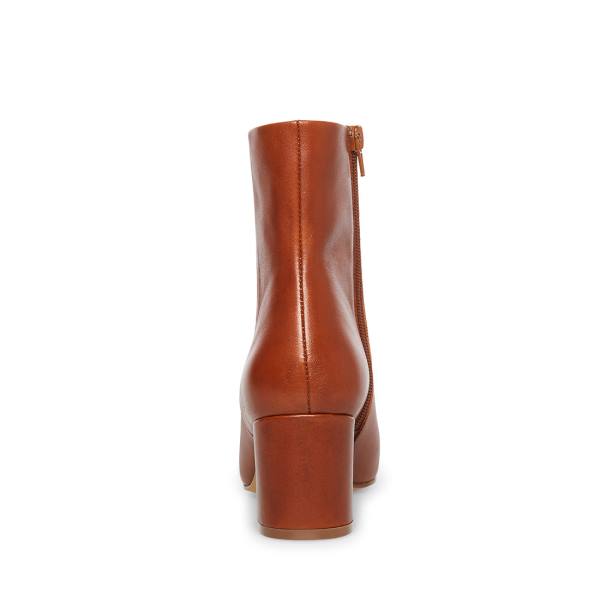 Steve Madden Ossie Cognac Leren Enkellaarsjes Dames Bruin | SM-420GR