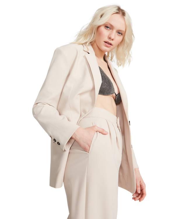 Steve Madden Oversized Blazer Ivory Jassen Dames Wit | SM-729GH